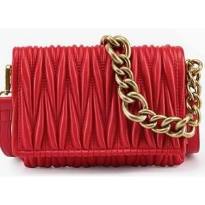 Montana West Red Quilted Crossbody Bag Interchangeable Straps NWT